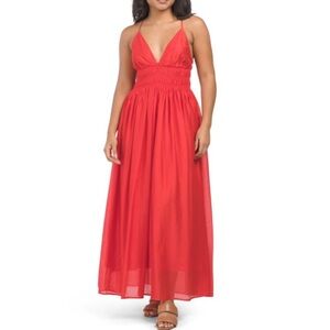 NWOT Moon River shirred midi red dress